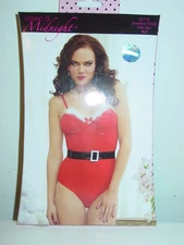 Seven til Midnight Red Santa Look Bodysuit Nightie-O/S One Size-NIP NEW