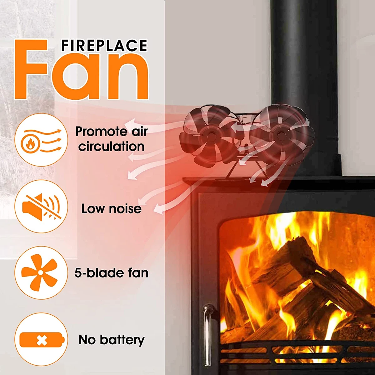 Wood Stove Fan Heat Powered, 12 Blade Fireplace Fan Non-Electric,  Thermoelectric 313055935914 | eBay