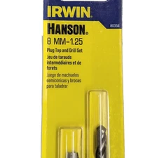 Irwin Hanson Plug Tap And Drill Set Thread Pitch 8mm - 1.25mm Tool