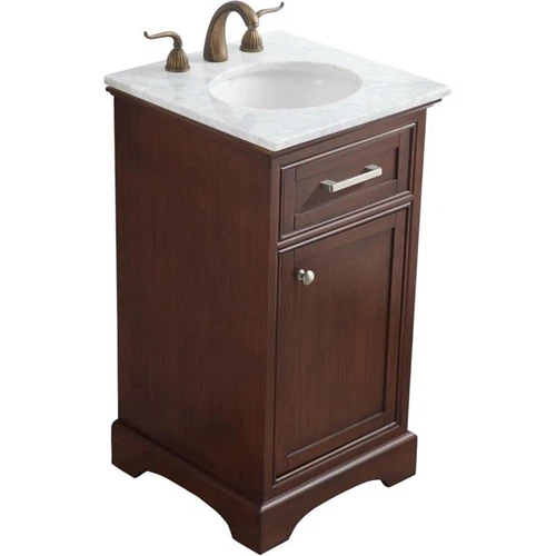 Elegant Decor Americana 19" Single Marble Top Bathroom Vanity in Teak - Picture 1 of 18
