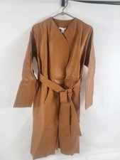 Cos Collarless Leather Coat, Beige Us Size 4, 100% Lamb Leather Nwt