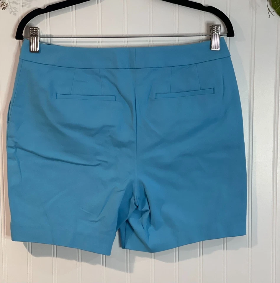 Boden Womens Blue Cotton-Blend Shorts UK12 US 8 Side Zipper Pockets Tailored Fit - Image 2 of 4