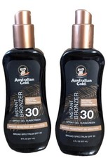 2x Australian Gold Instant Bronzer SPF 30 Sunscreen Spray Gel 8 fl oz New