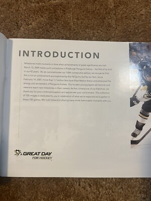 Pittsburgh Penguins 2009 A Celebration Of 100 Sellouts Book Consol