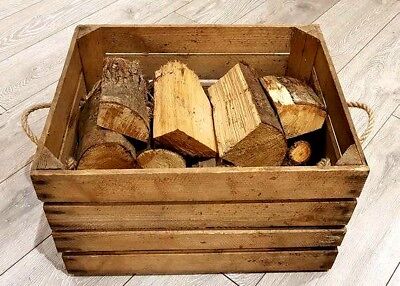 Buy LOG BASKET / FIRE WOOD STORAGE - FIREPLACE KINDLING BOX  Old Wooden Apple Crate