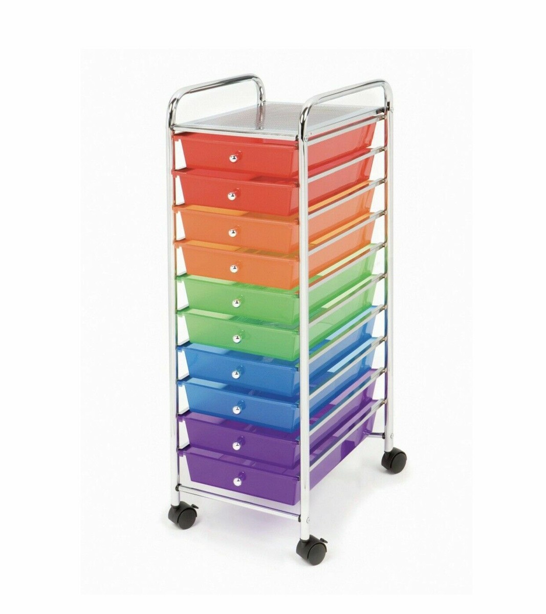 Seville Classics 10-Drawer Organizer Cart, Argento