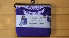 2-Piece ClimateRight by Cuddl Duds Women's Base Layer Top Legging Set SM Purple