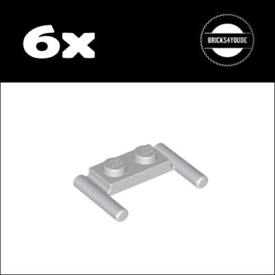 Lego    3839b   Plate 1x2 with Bar Handles   Light Bluish Gray   6x   NEU