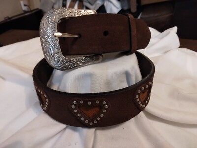 Great Looking Brand New Roper Ladies Western Belt With Studded Hearts Medium