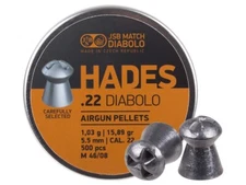 JSB Match 500 Count HADES Hollow Point 5.5mm .22 Caliber Premium Airgun Pellets