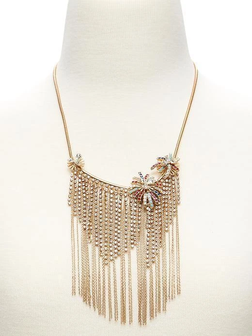 Banana Republic Women's Rainbow Crystal Fringe Fireworks Burst Necklace NWT 78
