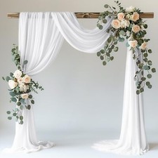 White Wedding Arch Draping Fabric Backdrop 28.7" X 20FT Sheer Drapes Fabric f...