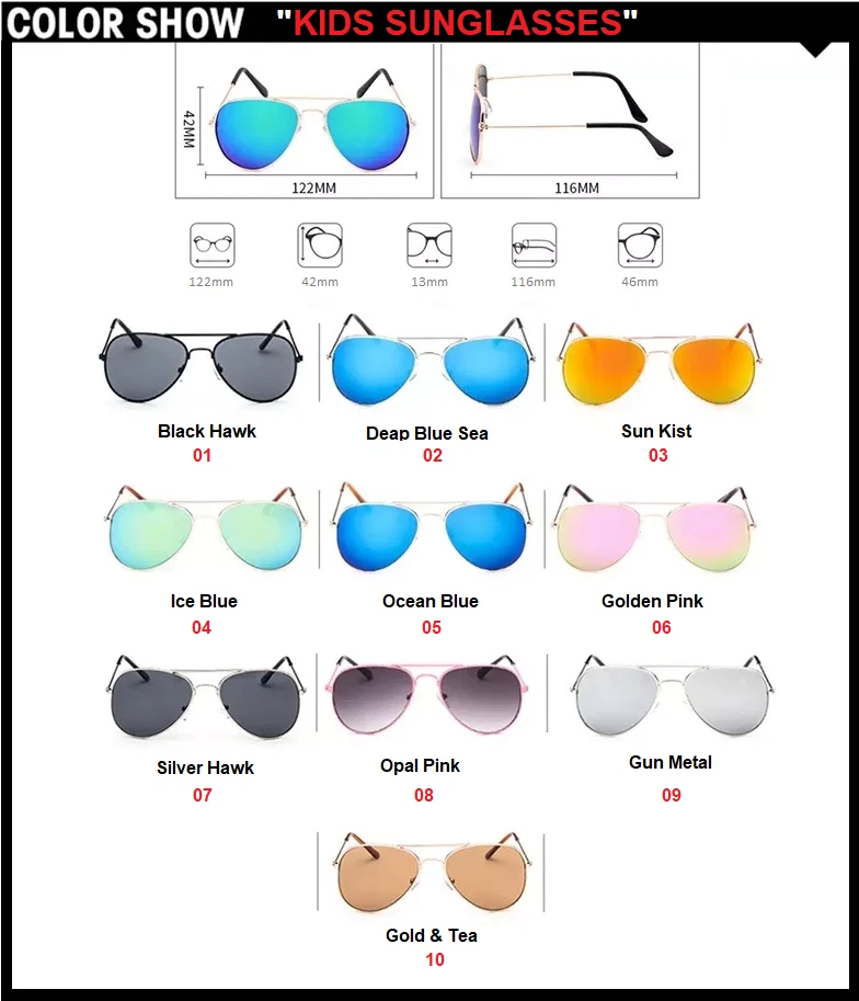 Kids Boys Girls Toddler Sunglasses Fashion Aviator Look Stylish Children Outdoor