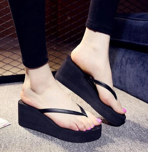 Women's casual Wedge Platform Thong Flip Flops Sandals Beach Slipper Shoes - Picture 9 of 14