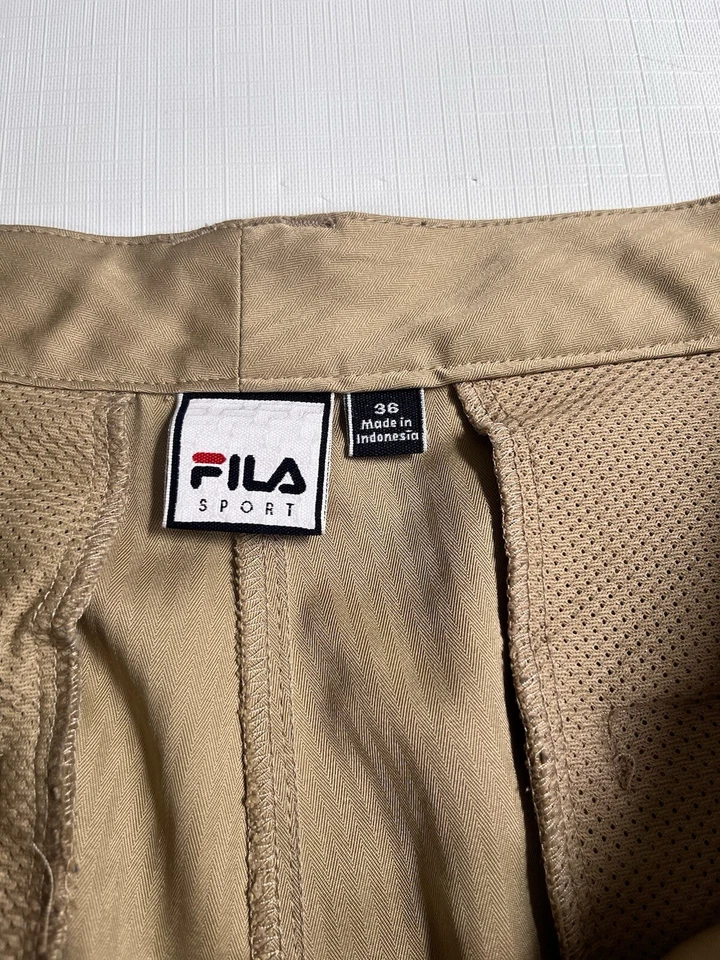 Pantalones cortos de golf deportivos FILA para hombre talla 36 caqui frente plano chinos Foto 3 de 4