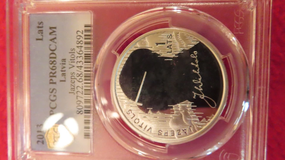 2012 Latvia Lats Silver Proof PCGS PF68 Lats  Jazep Vitols  - Image 2 of 4
