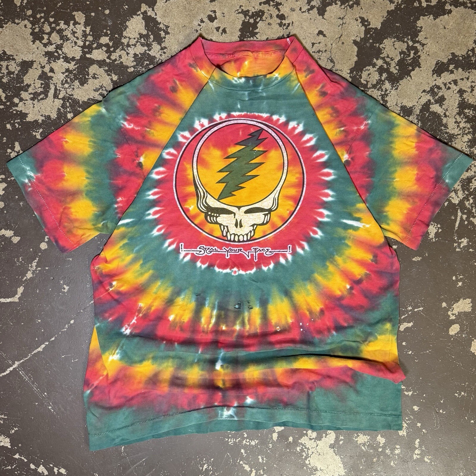 Vintage Grateful Dead Steal Your Face Tie-Dye Shirt Size L XL Liquid Blue
