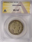1911-D Barber Half  50c ANACS  VG10