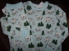 NWT PJ Salvage Blue Mist POLAR BEARS/TREES Thermal Fleece Pajama/Lounge Set XL