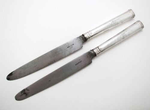 Rare Exeter 1792 Georgian George III Sterling Silver Dinner Table Knives 11¼" - Picture 1 of 7