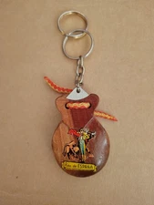 Vintage Rdo. Espana Bull Fight Wood Castanets Souvenir Keychain