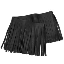 1 Yard Black PU Leather Fringe Trim for DIY Craft Sewing, 4 Inch(10cm) Wide