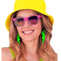 Karneval Fasching KostÜM ZubehÖR 80ER Jahre Ohrringe Blitz Neon GrÜN Neu