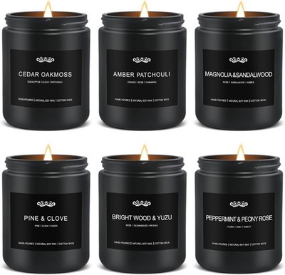 6-pack home fragrance candle gift set, specially designed for men