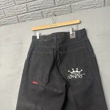 JNCO RARE Jeans Black 32x32 Baggy Vintage Skater 1990s Tribals Red Crown