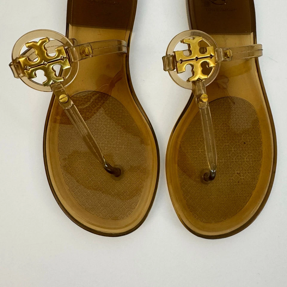 Tory Burch Mini Miller Jelly Thong Flip Flops Sandals Light Brown Clear Size 7 - Image 2 of 4