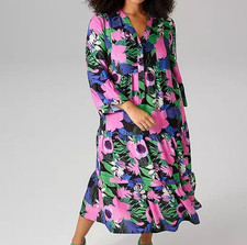 Maxikleid Sommerkleid 44 Stufenkleid Blumen Kleid Viskose Volants Curvy #865