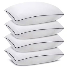 Machine Washable Extra Firm Polyester Standard Pillow Set of 4 Comfortable and S