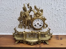 Antike Pendule Kaminuhr Figurenuhr Prinz J&uuml;ngling mit Falke Frankreich um 1880