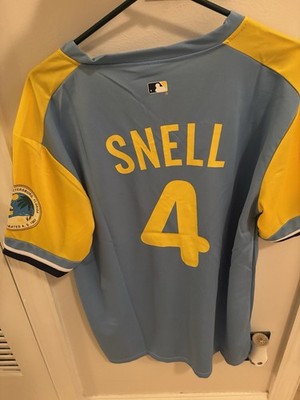 Tampa Bay Rays Blake Snell SGA XL Jersey Shirt - Yellow Blue Retro Pelicans