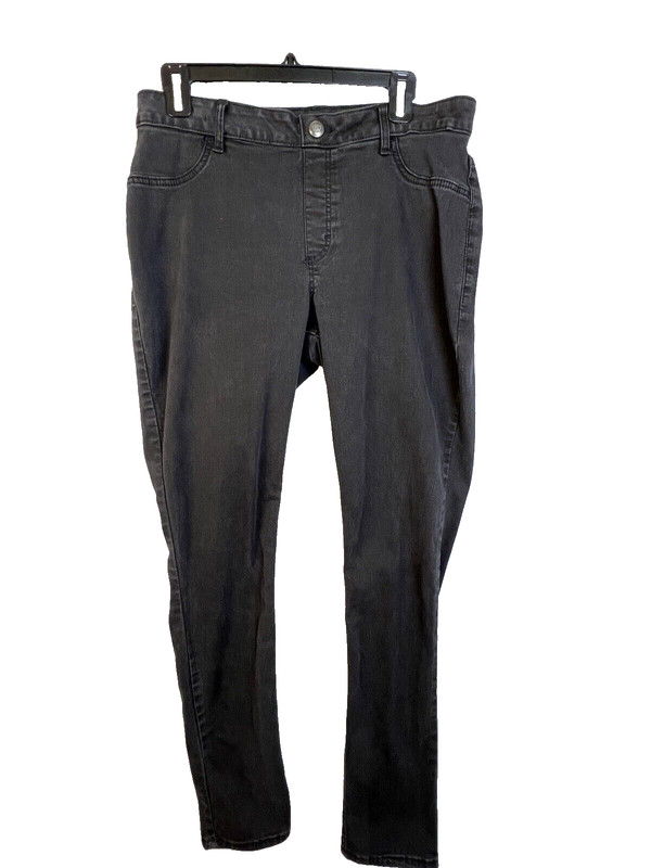 Black Mid Rise Skinny Jeans Women's Large Stretch  Work Casual School Outdoors