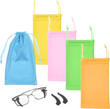 Soft Glasses Case - 5-Pack Microfiber Glasses Pouch - 2 Pairs Ear Hooks - Travel