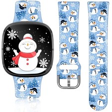 Christmas Holiday Band with Fitbit Versa 4, Versa 3, Sense 2, Sense, Xmas Pat...