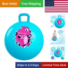 Hopper Ball, 18 Inches Bouncy Ball with Handle for Kids Age 3-6 - Blue Dinosa...