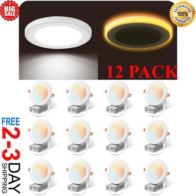 12 Pack 6 Inch 5CCT LED Recessed Ceiling Light 2700K-5000K With Night light