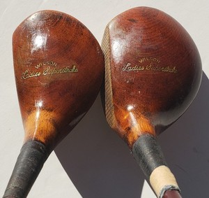 2 OLD WILSON LADIES SUPERSTROKE WOODS, DRIVER SPOON, 1 & 3, PERSIMMON MODEL 4150