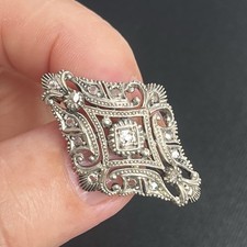 9ct Gold & Silver Diamond Brooch 5.07g Natural Old Cut Edwardian Antique Box