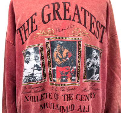 Vtg 90s Nutmeg Mills MUHAMMAD ALI Boxing Champion GOAT Pullover Sweatshirt 2XL *