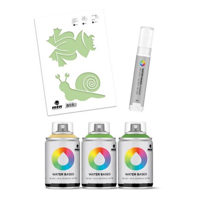 MTN Sprühfarbe auf Wasserbasis 100 ml Schablone und Marker Pack - Tiere 3