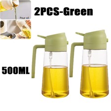 2PCS 2in1 Oil Sprayer Bottle 300/500ml Refillable Cooking Baking Olive Oil Spray