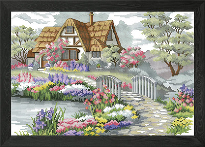 Traumhaus gehäkelt gerahmt Wandbild Poster Leinwanddruck Bild