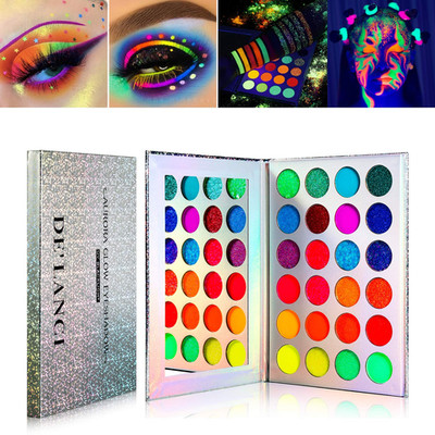 Neon Eyeshadow Palette Glow in the Dark, Aurora Glow Eyeshadow Pallets Stage, Ha