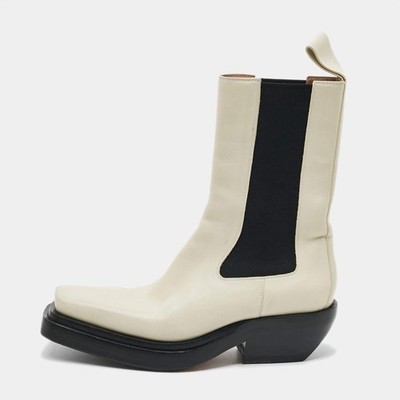 Bottega Veneta Cliff Size 38.5 Cream Leather Ankle Length Boots
