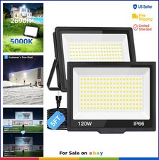 LED Flood Light 120W 14400Lm Outdoor Plug in Security Light 5000K Daylight 2