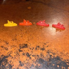 4 Vintage Tiny Metal Battle Ship Game Pieces - Conflict Game