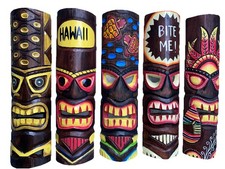 SET OF 5 20" TIKI MASK HAWAIIAN WALL ART ISLAND HOME DECOR BAR TROPICAL